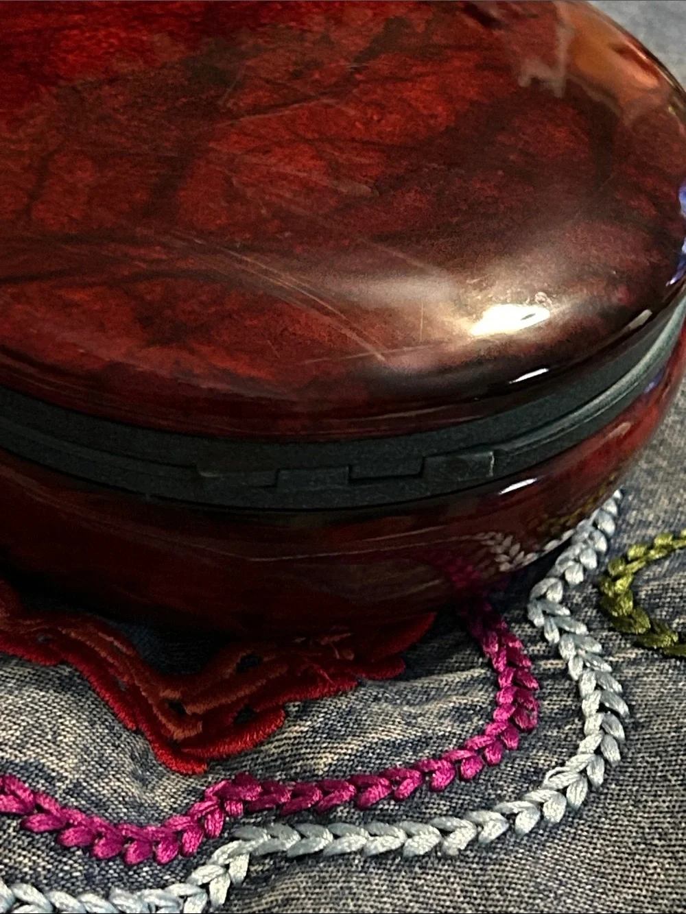 Red Marbled Alabaster Trinket Box